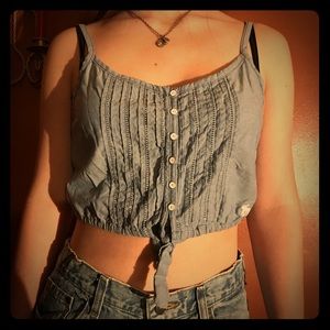 Abercrombie & Fitch Denim Tie-Front Tank Top